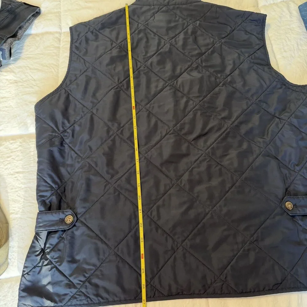 J Crew Quilted Vest Mens X-Large Navy Blue Diamond Quilt Preppy Pockets Business